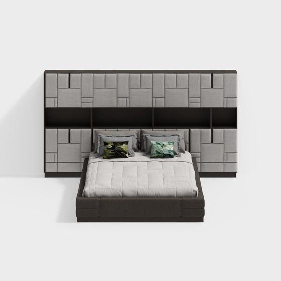 Contemporary Low-Poly Bed Frame 3D Model