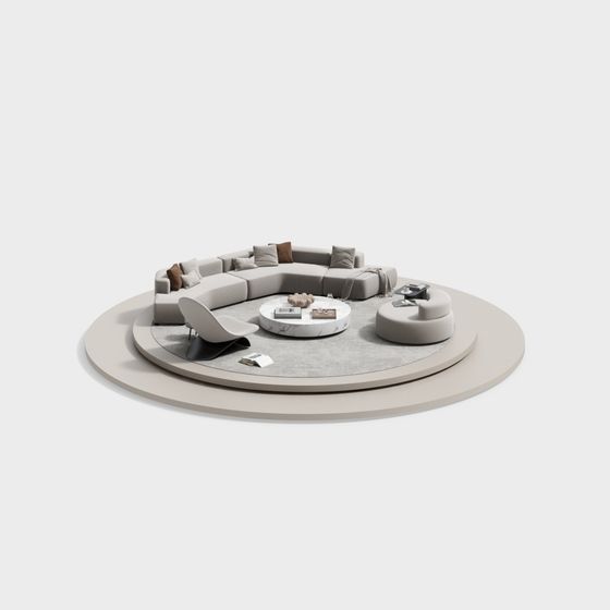Round Fusion Living Room 3D model for Modern Designs