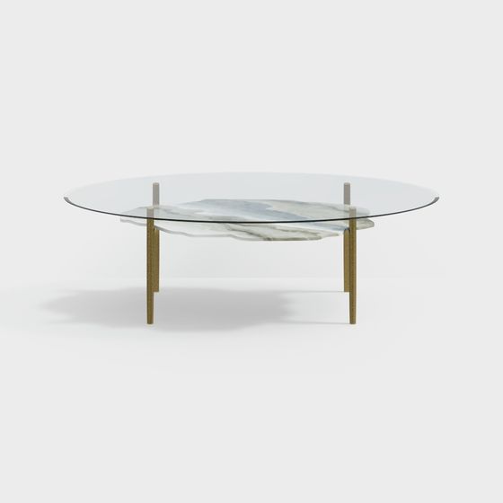 Contemporary Glass Marble Coffee Table 3D model