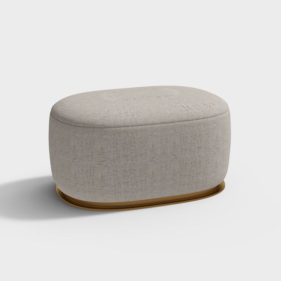 Elegant Round Ottoman 3D model for Modern Interiors