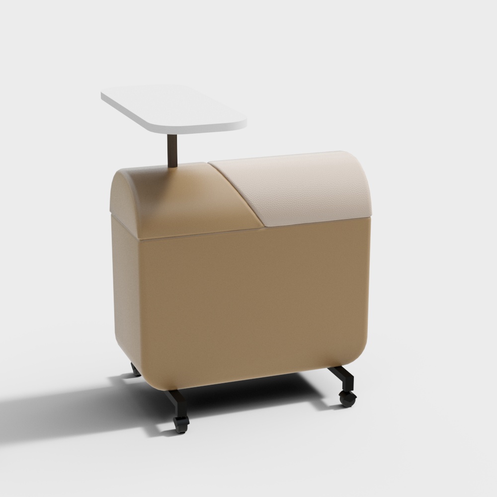 Mesa de trabajo de cuero con reposapiés móvil