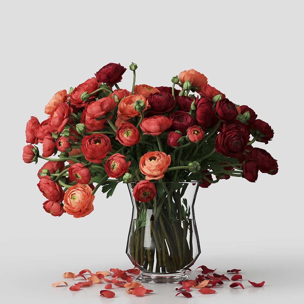 Modern Glass Vase with Roses