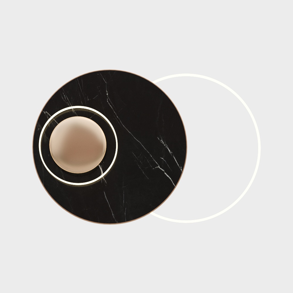 Elegant Low-Poly Round Decorative 3D Model – Marble and Gold