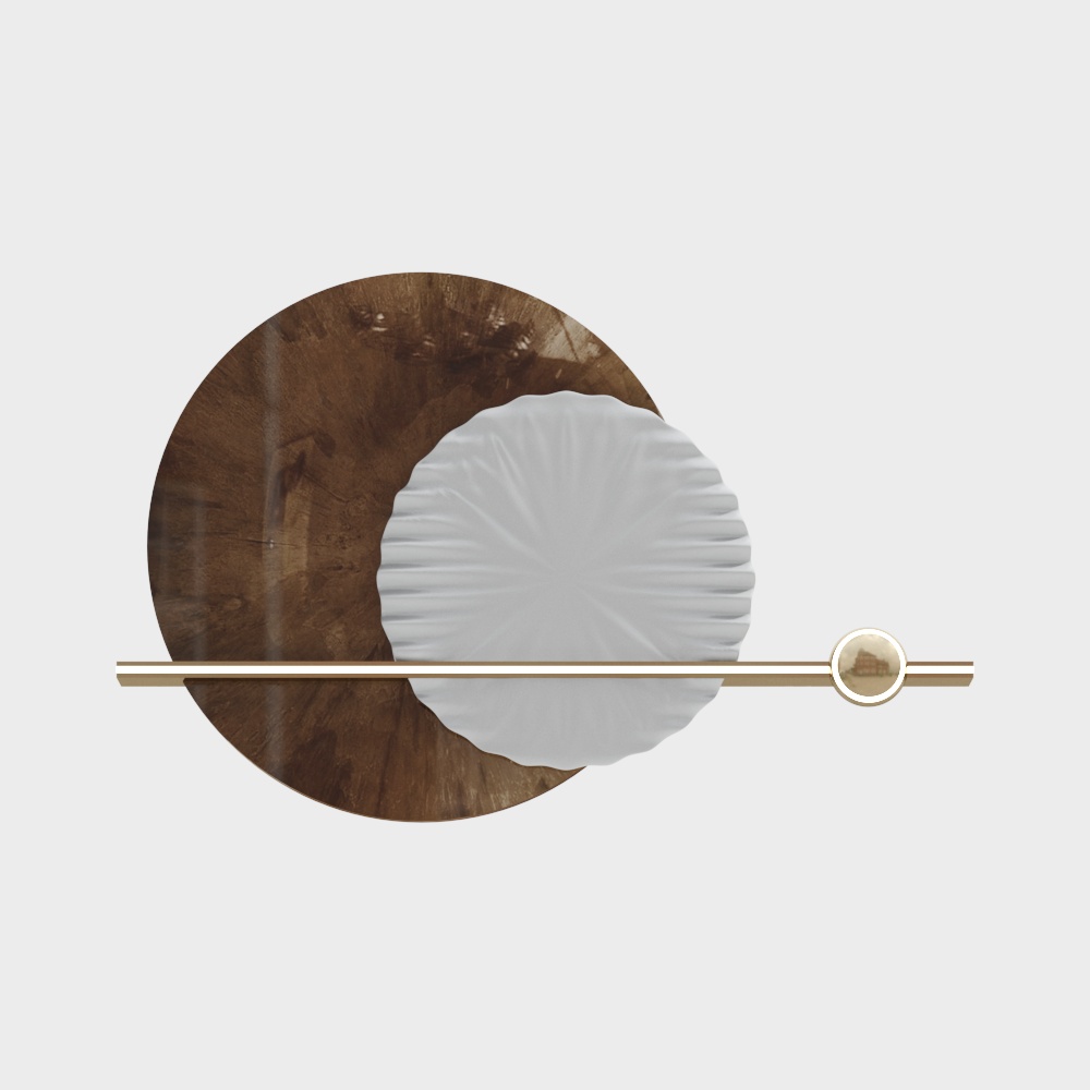 Round Table and Plate 3D Model – Low Poly Wood & Gold