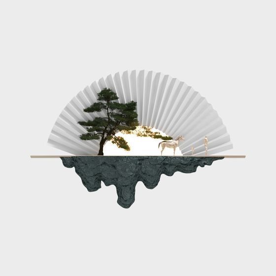 Fan-Shaped Mountain Scenery 3D model