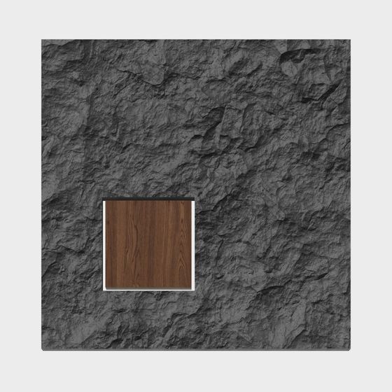Rock Wall with Wood Panels 3D model