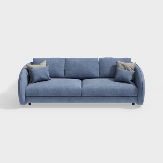 Stylish Low Polygon Blue Sofa 3D model