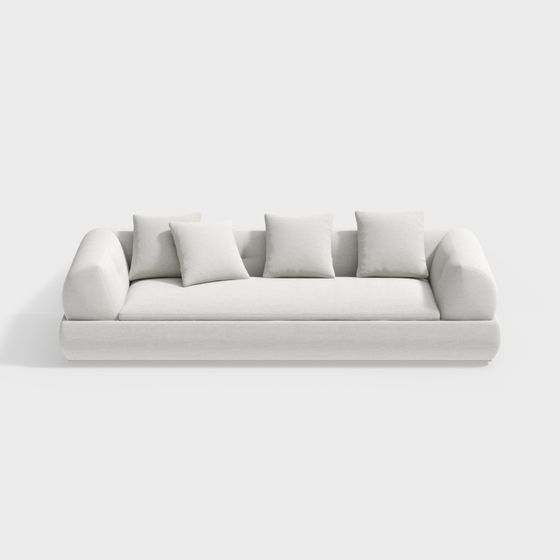 Minotti Simple Three-Seater Sofa 3D Model in White