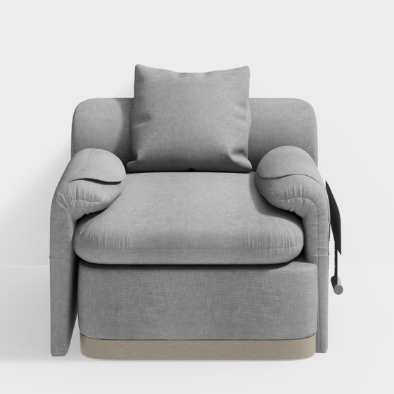 Elegant Low-Poly Gray Sofa Chair 3D model