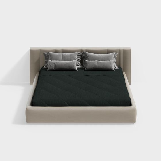 Elegant Low-Poly Bed 3D model for Modern Interiors