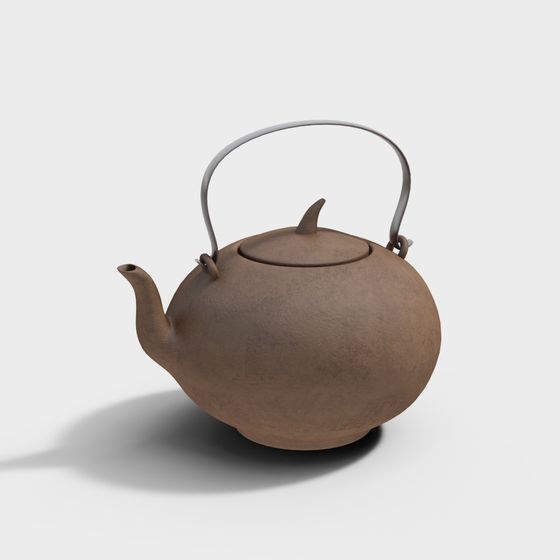 Traditional Brown Teapot 3D model with Modern Touch