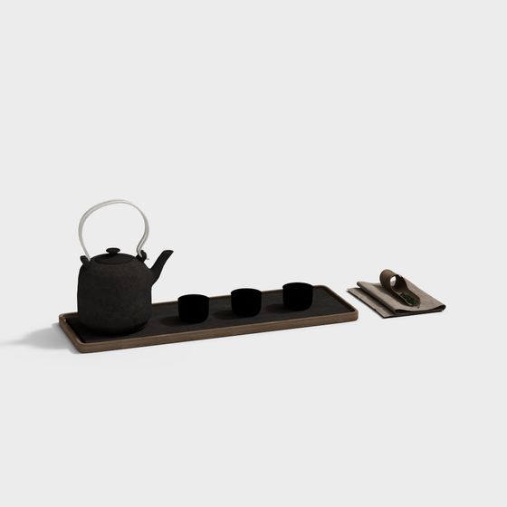 Stylish Zen Tea Set 3D model for Tranquil Spaces
