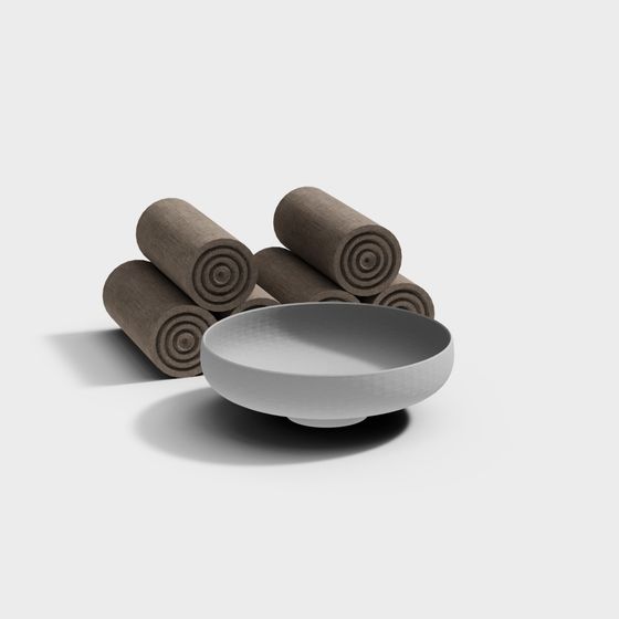 Stylish Rolls & Bowl 3D model for Modern Design