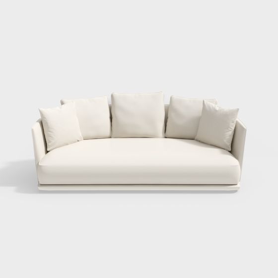 Minimalist White Leather Sofa 3D model