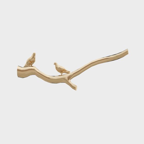 Golden Branch and Bird 3D Model