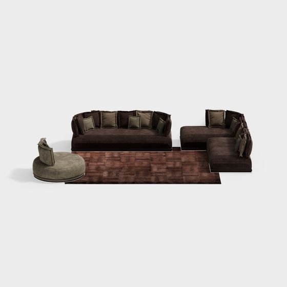 Stylish Low Poly Sofa Set 3D model