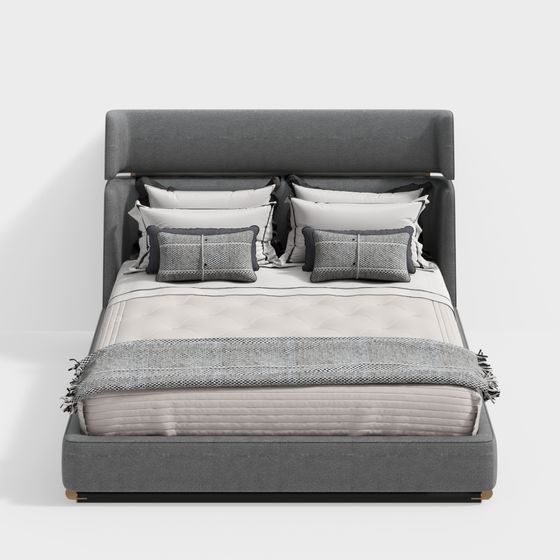 Elegant Modern Bed 3D model for Contemporary Interiors