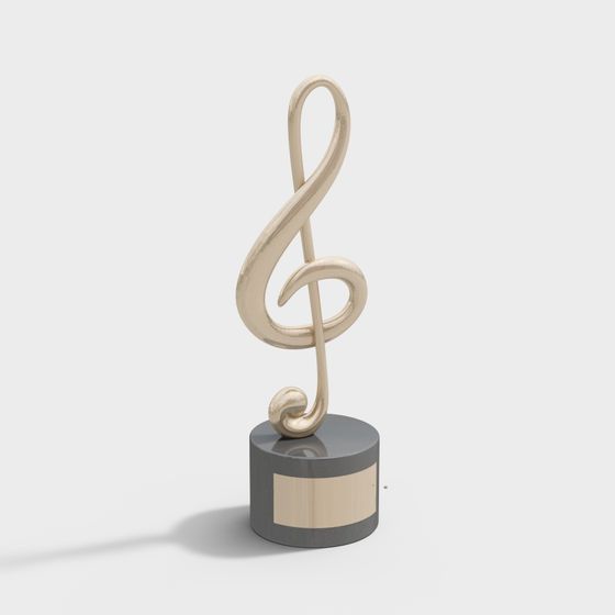 Golden Musical Note Sculpture 3D model