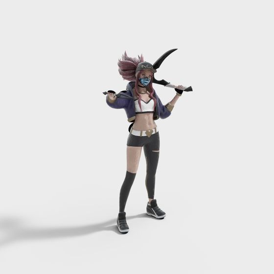 Combat Girl 3D model - Low Poly and High Detail