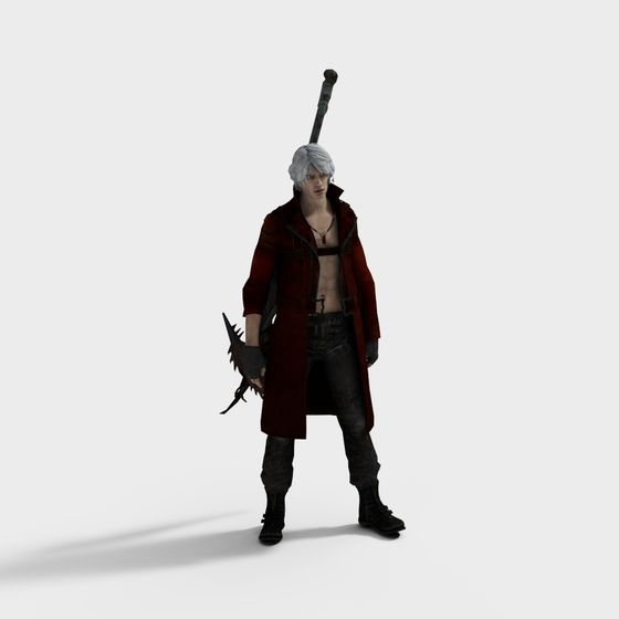 Silver-Haired Swordsman 3D Model for Creative Projects