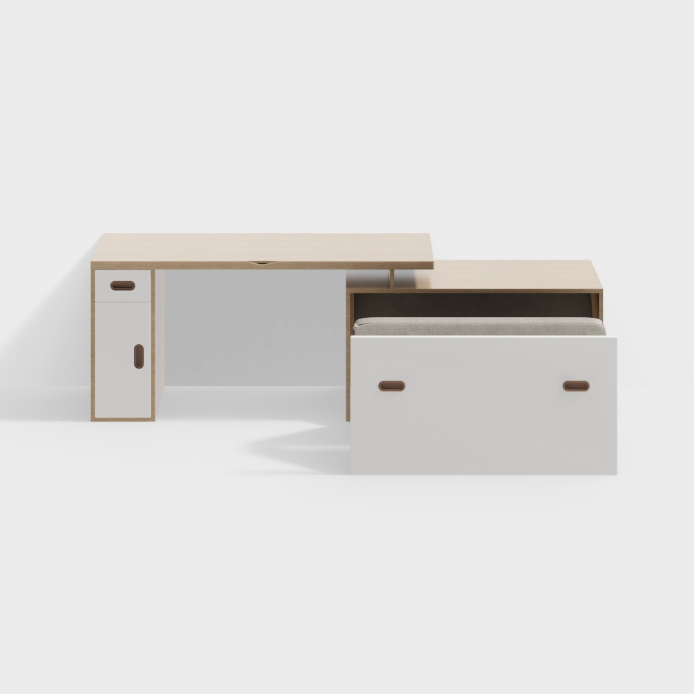 Bureau intégré scandinave avec lit escamotable et tiroir