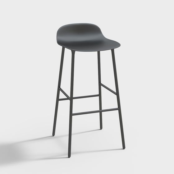 Stylish Low-Polygon Bar Stool 3D model
