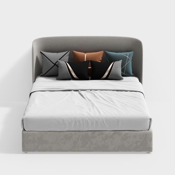 Modern Low-Polygon Bed 3D Model for Elegant Spaces