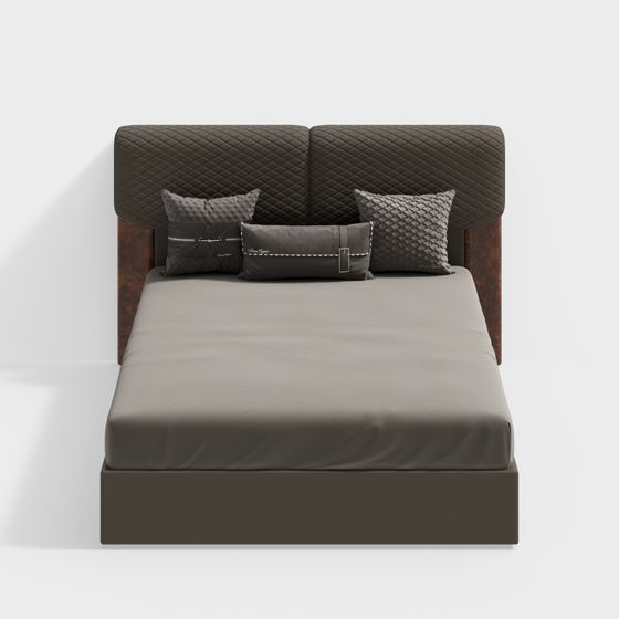 Quilted Elegance Bed 3D model for Modern Interiors