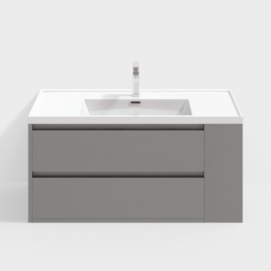 Gray Bathroom Cabinet Side Storage 3D Model