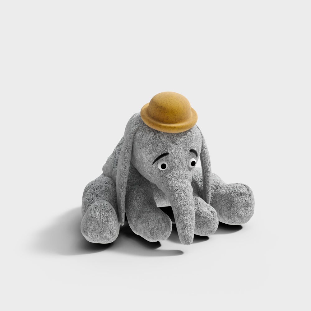 Adorable Low-Poly Plush Elephant 3D Model