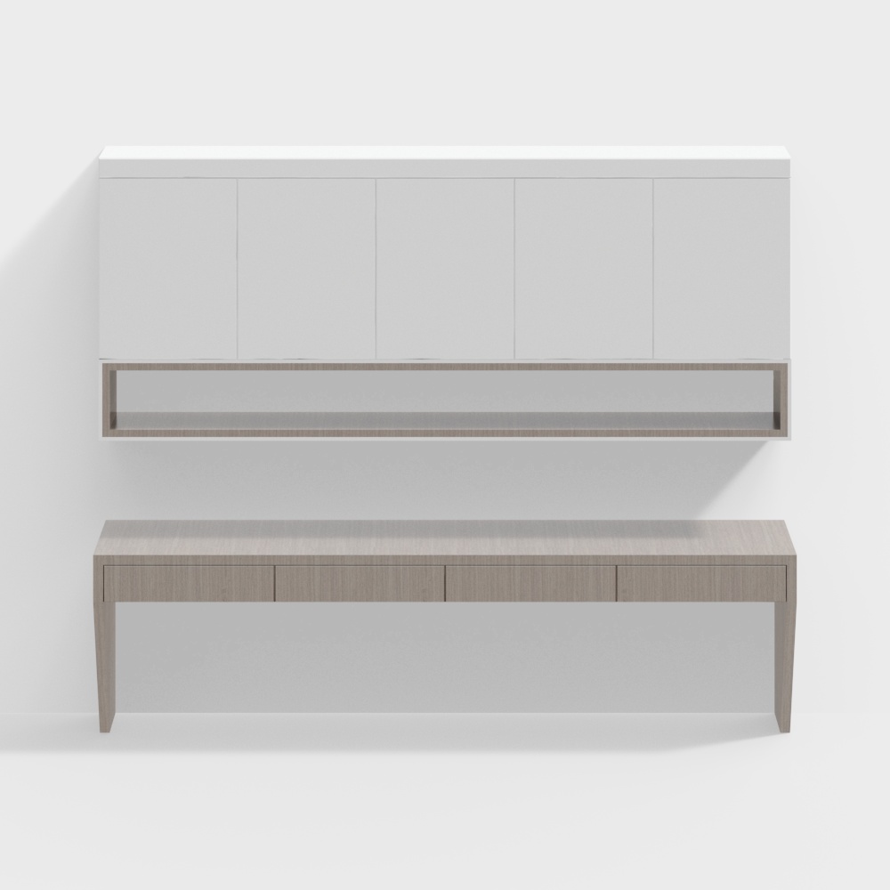 Modern Custom Desk with Bookshelf