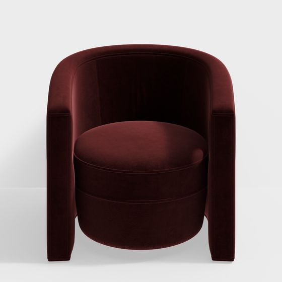 Elegant Red Velvet Armchair 3D model