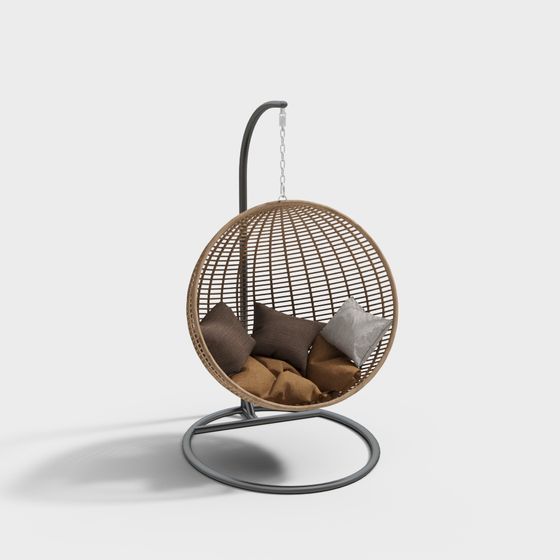 Stylish Hanging Basket Chair 3D model