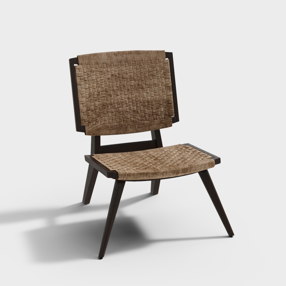 Woven Comfort Chair 3D Model – Woven Pattern Wood Frame