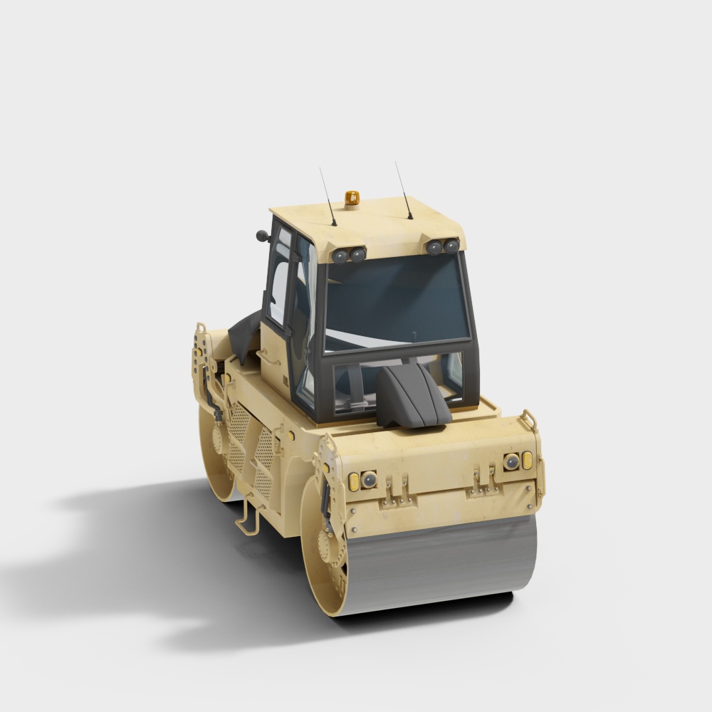 Realistic Low-Poly Road Roller 3D model