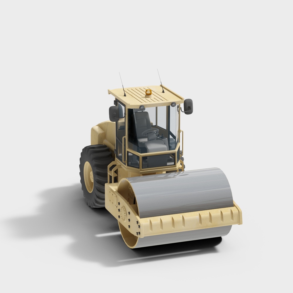 Realistic Low-Poly Steamroller 3D model