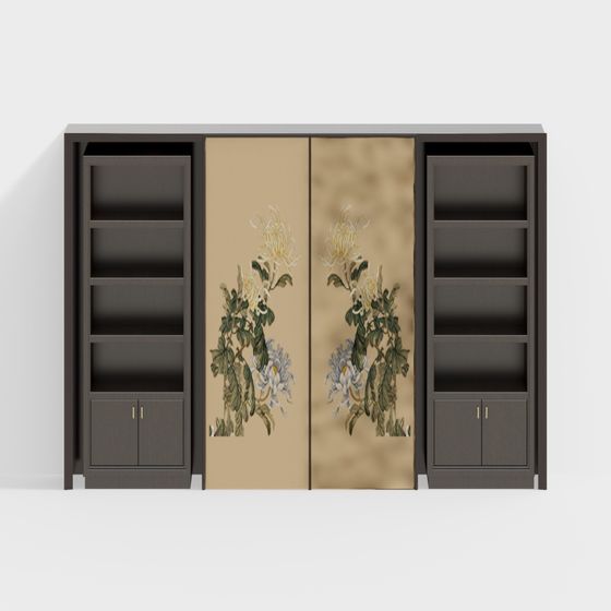 Eastern Floral Cabinet 3D Model for Cultural Aesthetics