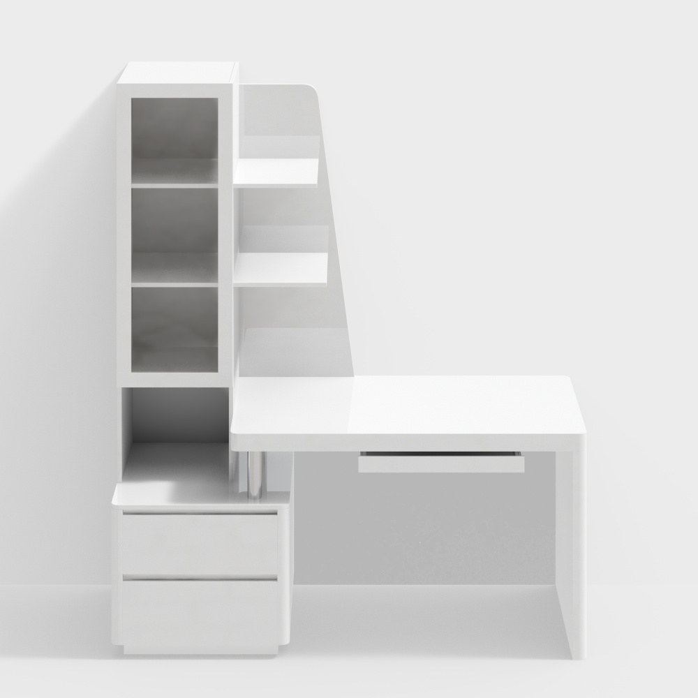 Modern Desk with Bookshelf