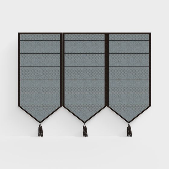 Elegant Folding Fan Screen 3D model