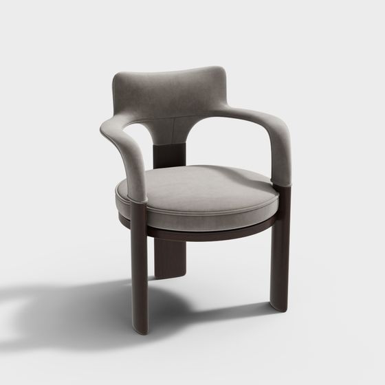 Classic Antique-Style Book Chair 3D Model in Gray