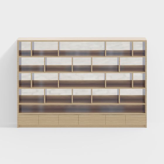 Modern Minimalist Low-Poly Bookshelf 3D model