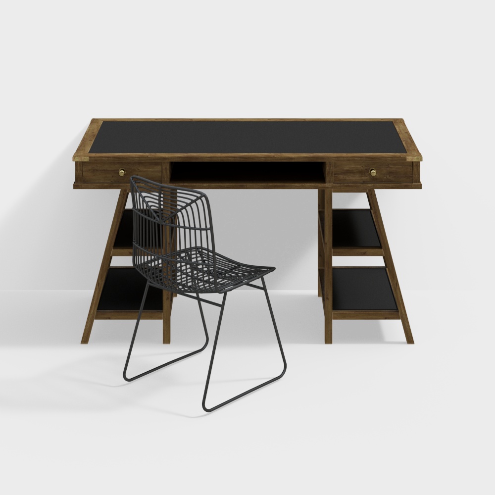 Ensemble de bureau en bois massif moderne