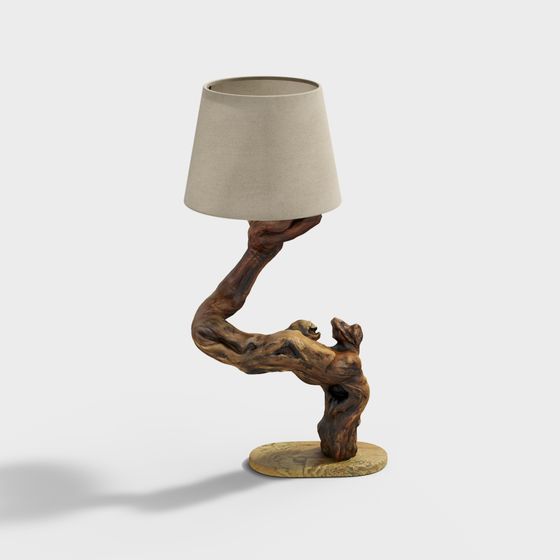 Root Carving Table Lamp 3D model for Unique Designs