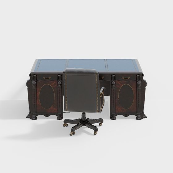 Elegant Classic Office Desk Set 3D model