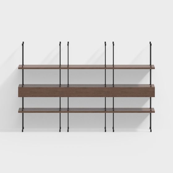Vintage-Style Brown Storage Rack 3D Model for Rustic Spaces