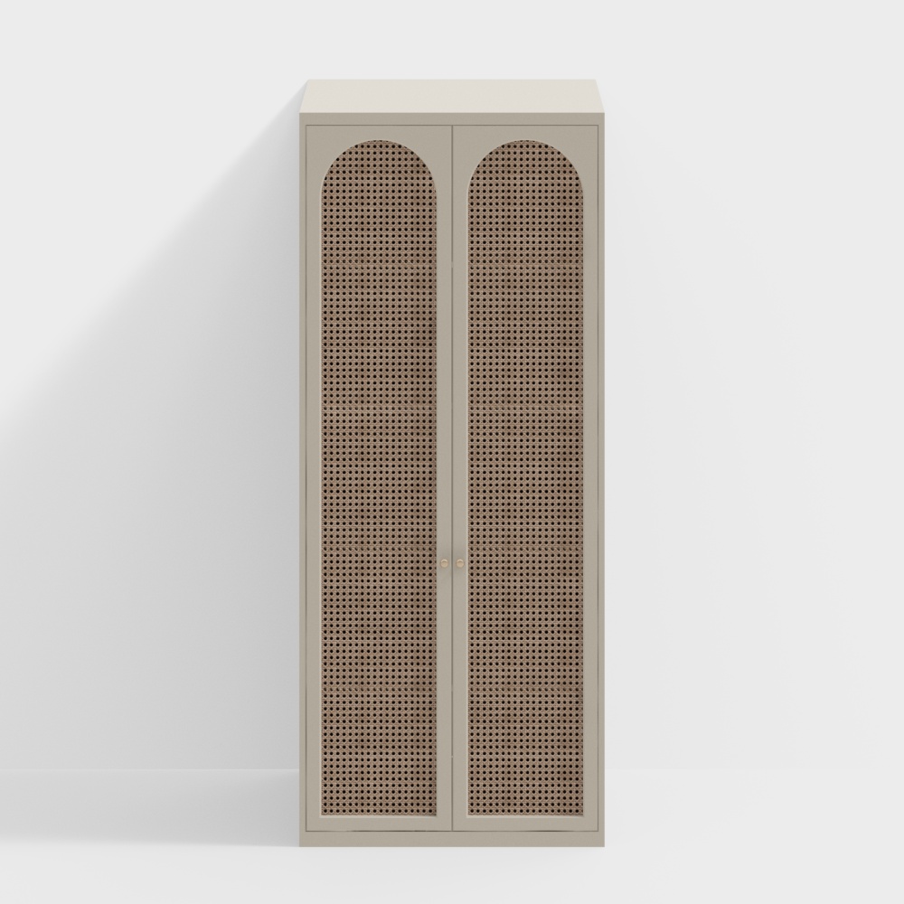 Armoire à portes en rotin tressé vintage