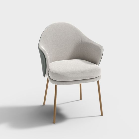 Modern Reading Chair 3D Model in White with Arms