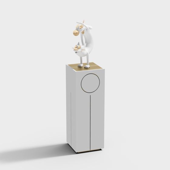 Elegant Cat Interaction Sculpture 3D model for Creative Projects