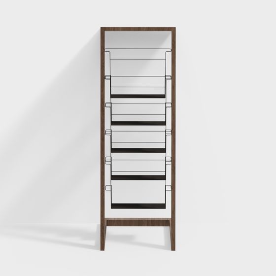 Wabi-Sabi Style Bookshelf 3D Model in Black Finish