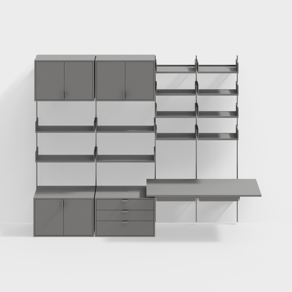 Combinaison de bureau étagère murale en acier et bois